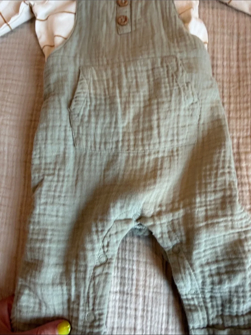 Sage Muslin Kids Overalls Set - Unbranded